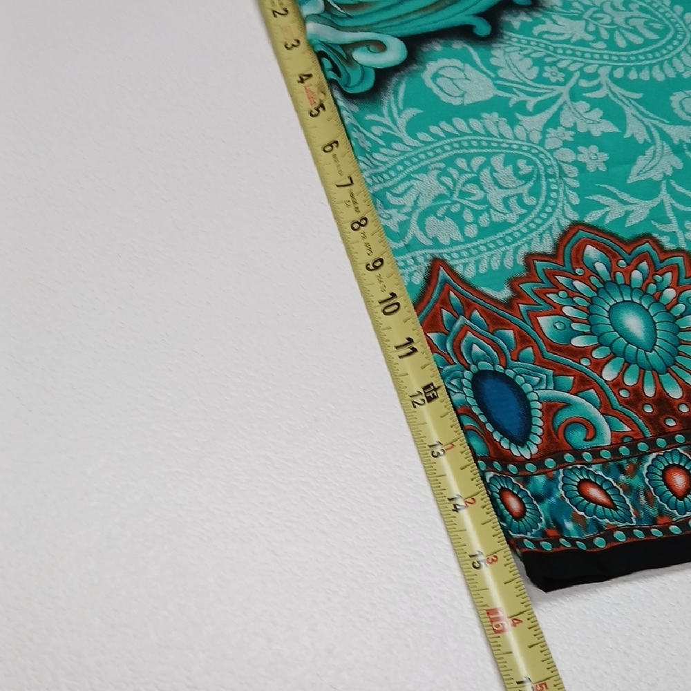 Teal and Blue Paisley Scarf Pront Tunic - Picture 6 of 6